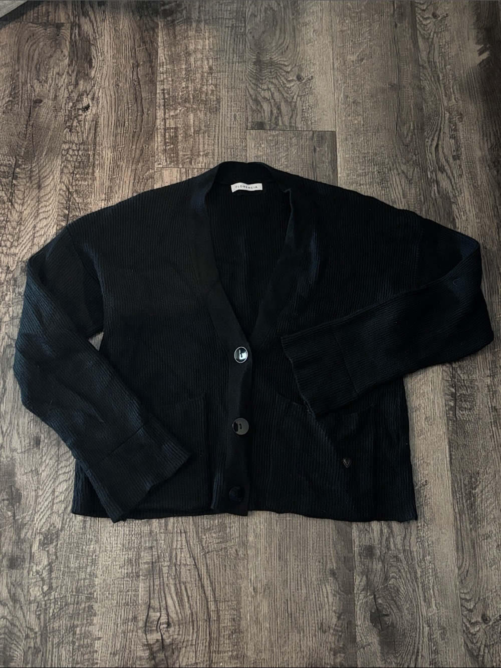 Florencia Button Down Cardigan - Black - Size Medium
